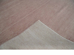 Modern Contemporary Solid Peach Hand knotted 8x10 wool Area Rug