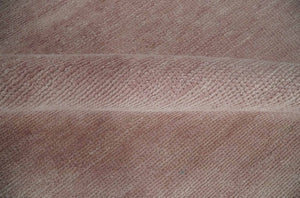Modern Contemporary Solid Peach Hand knotted 8x10 wool Area Rug