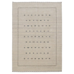 Modern Design Beige Hand Loomed Wool Area Rug