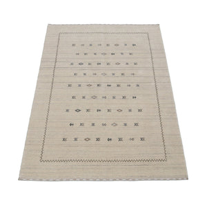 Modern Design Beige Hand Loomed Wool Area Rug