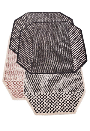 Modern Dotted Mesh Black Hand Tufted 5x8 Wool Area Rug