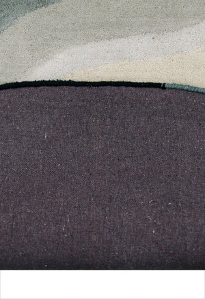 Modern Eclipse Curve Black Hand Tufted 4x6 Wool Rug