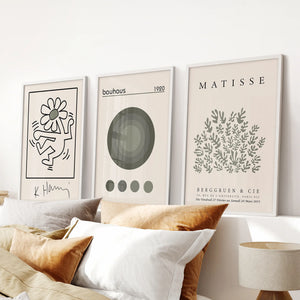 Sage Green Henri Matisse Botanical Art. Bauhaus Poster Set