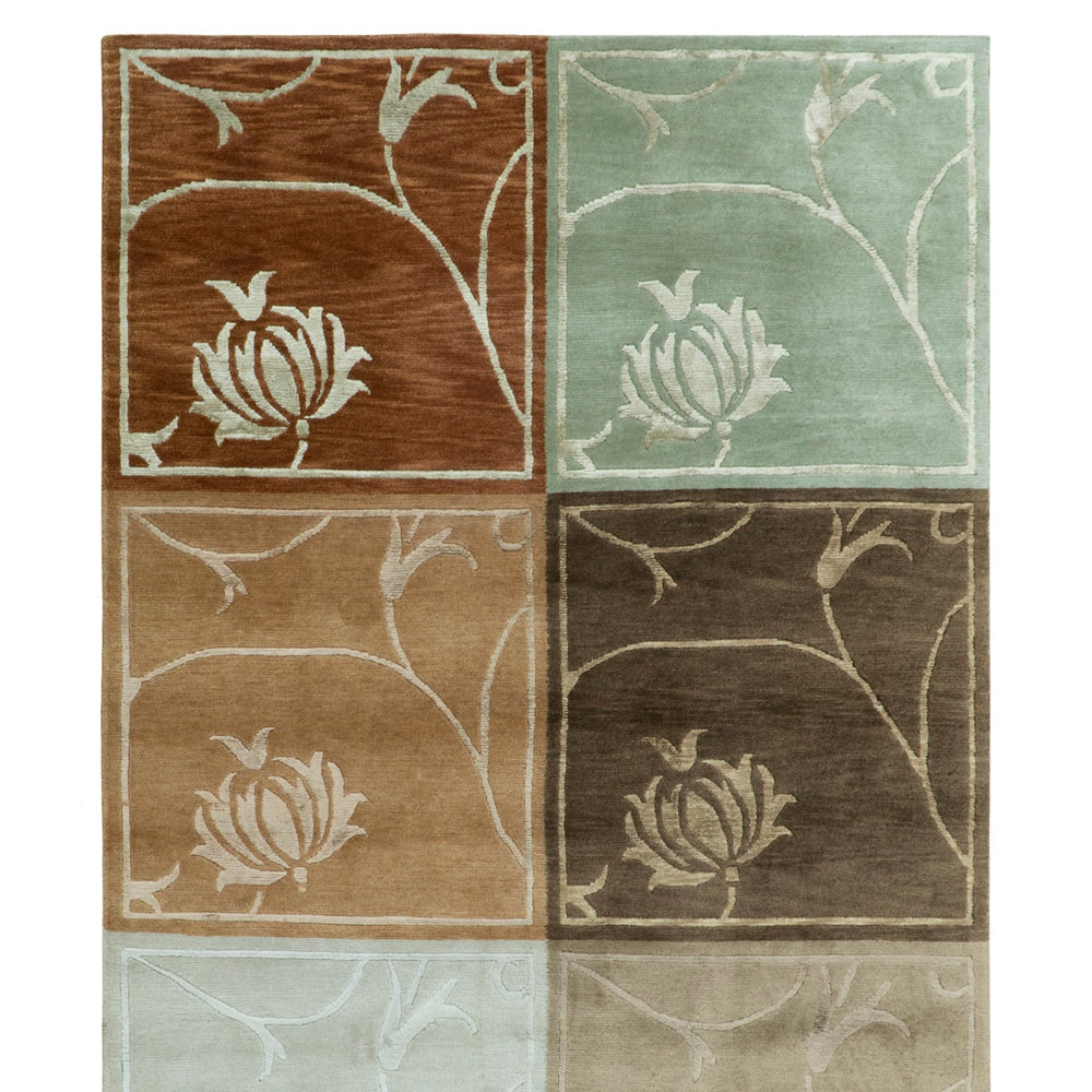 Modern Floral Style Multicolor 4x6 Hand Knotted Wool Area Rug