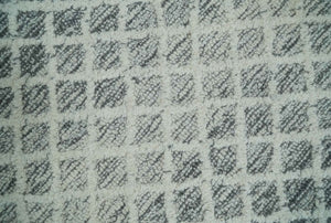 Modern Geometric Ivory and Charcoal Abstract Hand Tufted Natural Wool Multi Size Area Rug