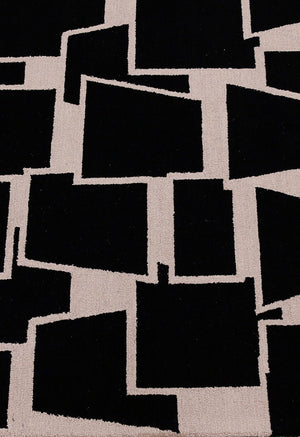 Modern Geometrical Black Hand Tufted Wool Area Rug
