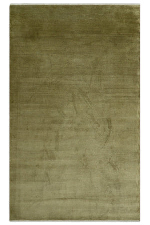 Modern Geometrical Design Beige And Brown 6x10 Hand Knotted Wool Rug