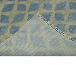 Modern Geometrical Diamond Design Gray and Beige 8x10 Hand knotted wool rug