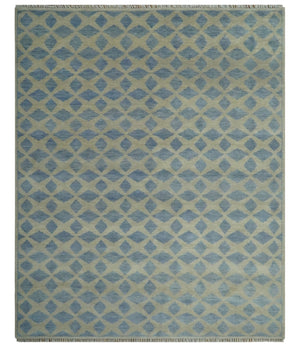 Modern Geometrical Diamond Design Gray and Beige 8x10 Hand knotted wool rug