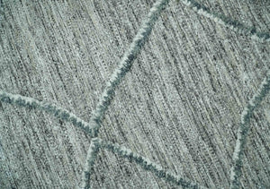 Modern Geometrical Hand carved Texture Gray, Ivory and Charcoal Hand Knotted 5x8 wool Area Rug