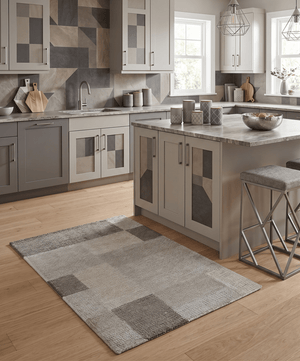 Modern Geometrical Hand knotted 2x3 Gray, Beige and Silver Area Rug