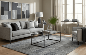 Modern Geometrical Hand Made 8x10 Charcoal, Gray and Silver Blended Wool Area Rug