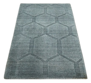 Modern Geometrical Hand Woven 2x3 Charcoal Art Silk Area Rug