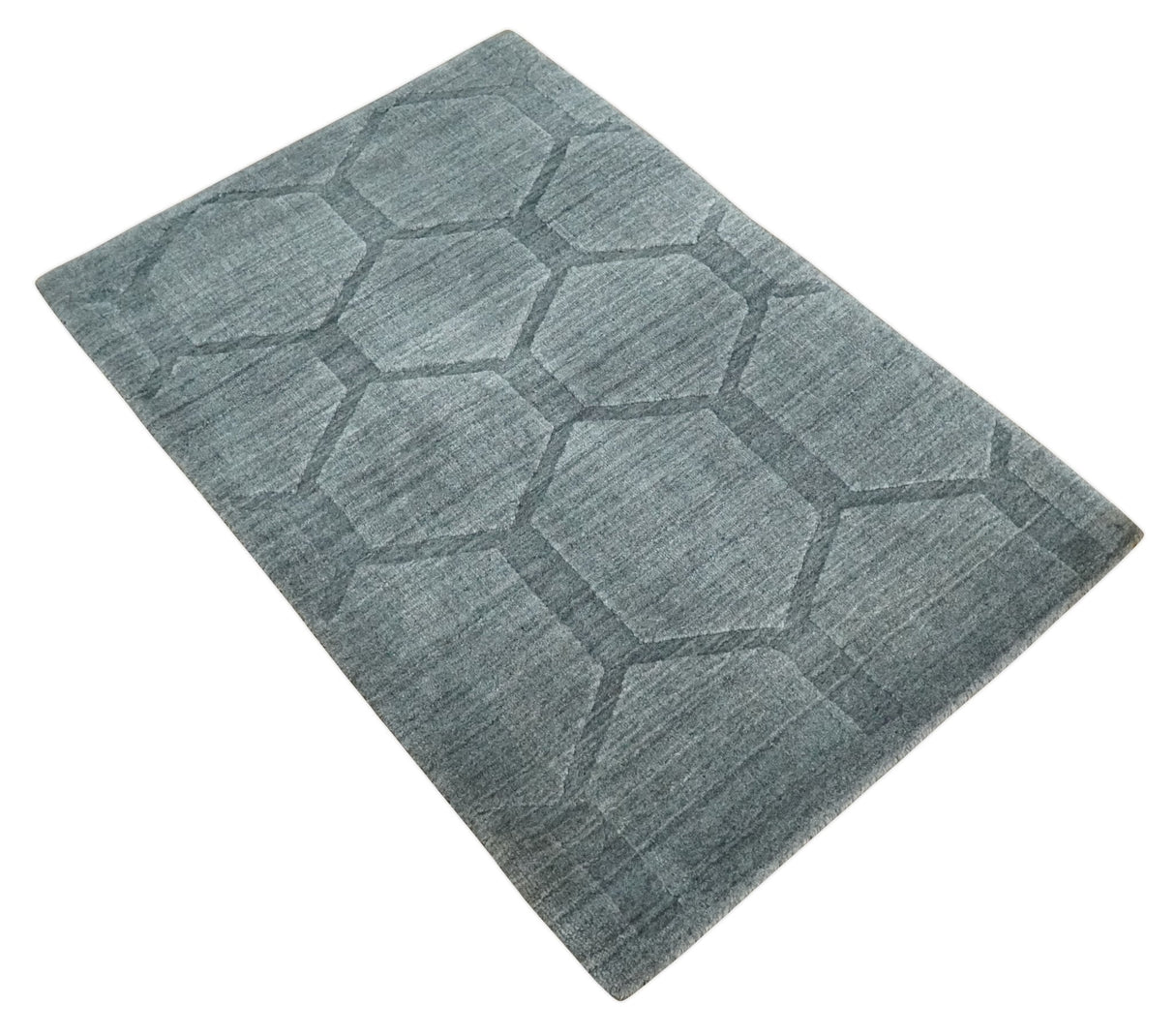 Modern Geometrical Hand Woven 2x3 Charcoal Art Silk Area Rug