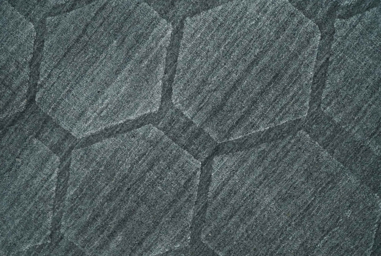 Modern Geometrical Hand Woven 2x3 Charcoal Art Silk Area Rug