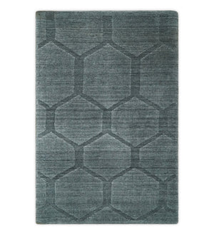 Modern Geometrical Hand Woven 2x3 Charcoal Art Silk Area Rug