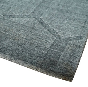 Modern Geometrical Hand Woven 2x3 Charcoal Art Silk Area Rug