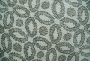 Modern Geometrical Ivory, Teal and Brown Hand Knotted 8x10 wool Area Rug