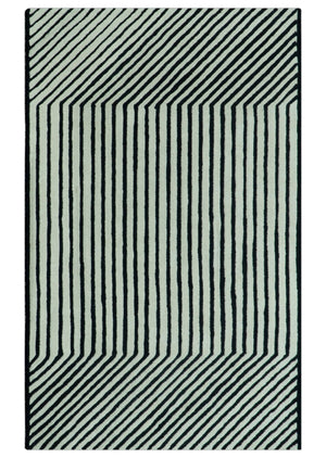 Modern Geometrical Pattern Black And White Hand Tufted Custom Made wool rug