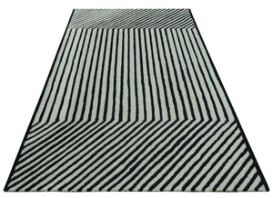 Modern Geometrical Pattern Black And White Hand Tufted Custom Made wool rug