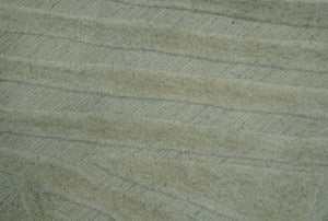 Modern Geometrical Pattern Silver Hand Knotted 10x13 Wool Area Rug