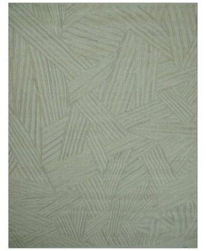Modern Geometrical Pattern Silver Hand Knotted 10x13 Wool Area Rug