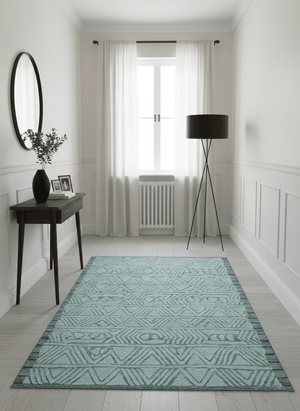 Modern Geometrical Silver and Gray Chevron Design Hand Carved  wool Rug