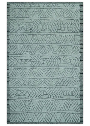 Modern Geometrical Silver and Gray Chevron Design Hand Carved  wool Rug