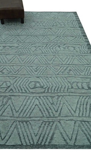 Modern Geometrical Silver and Gray Chevron Design Hand Carved  wool Rug