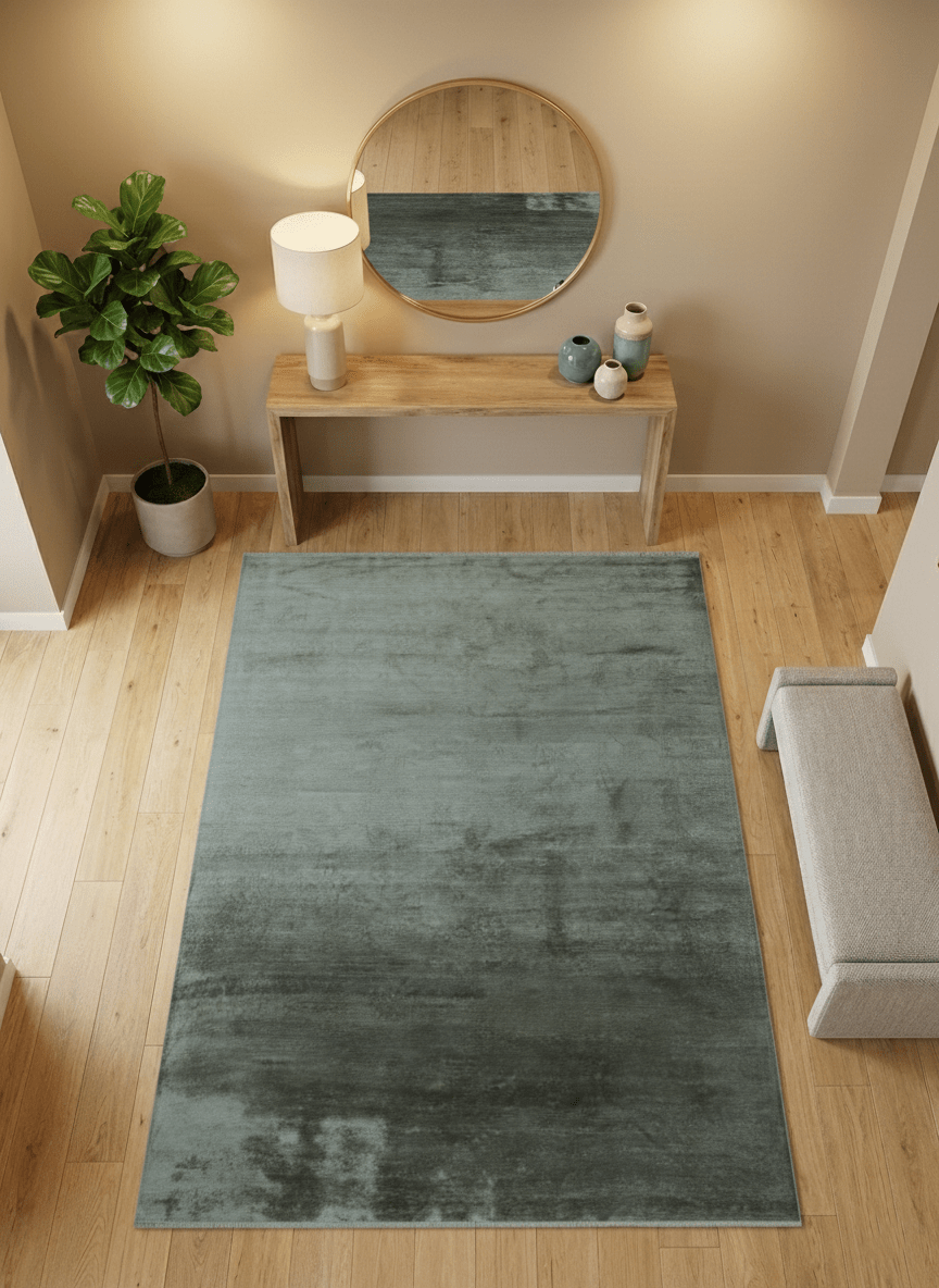 Modern Gray Solid Design 6x8.7  Hand Knotted Wool Area Rug