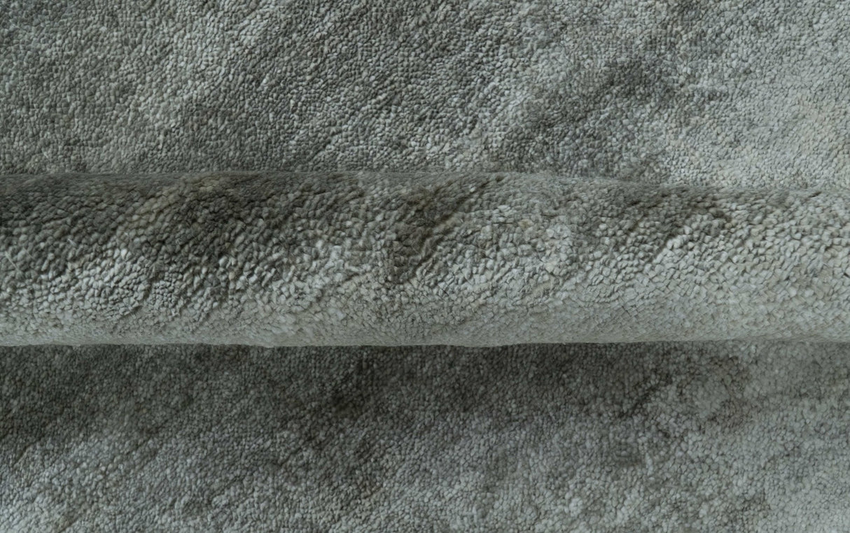 Modern Gray Solid Design 6x8.7  Hand Knotted Wool Area Rug