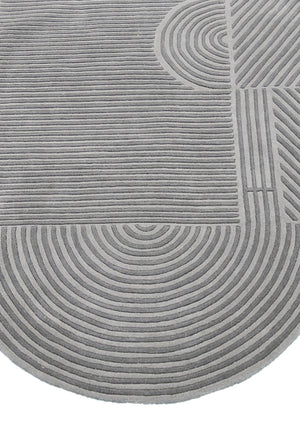 Modern Grey Lines Hand Tufted 5x7 Wool Area Rug