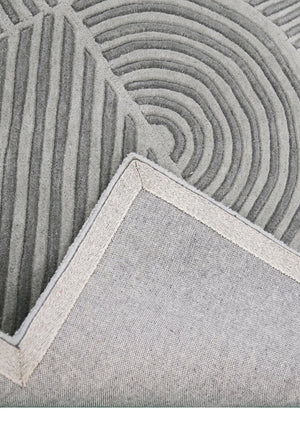 Modern Grey Lines Hand Tufted 5x7 Wool Area Rug