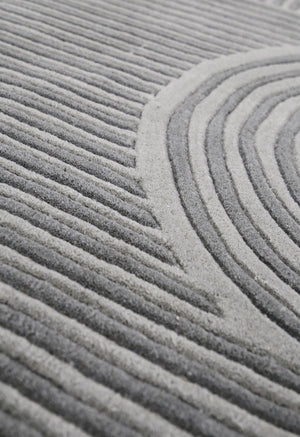 Modern Grey Lines Hand Tufted 5x7 Wool Area Rug