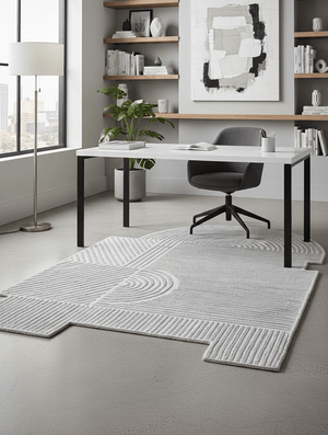 Modern Grey Lines Hand Tufted 5x7 Wool Area Rug