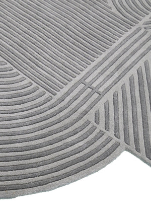 Modern Grey Lines Hand Tufted 5x7 Wool Area Rug