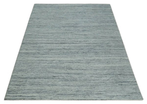 Modern Handloom Ivory, Charcoal, Silver 8x10 Contemporary Wool Area Rug