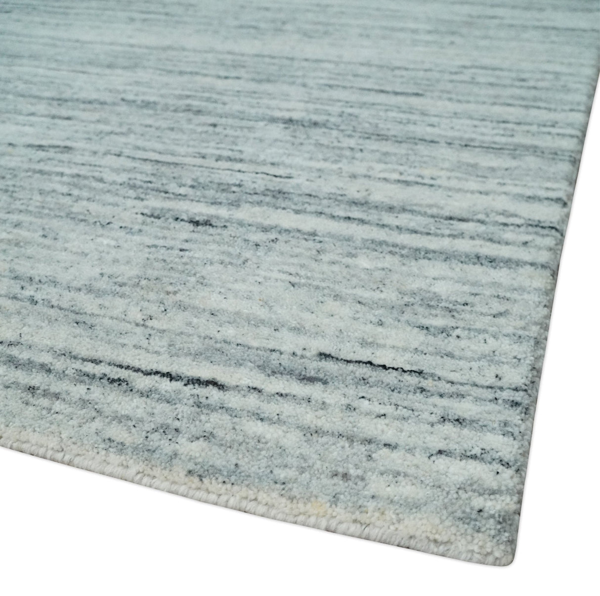 Modern Handloom Ivory, Charcoal, Silver 8x10 Contemporary Wool Area Rug