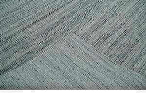 Modern Handloom Ivory, Charcoal, Silver 8x10 Contemporary Wool Area Rug