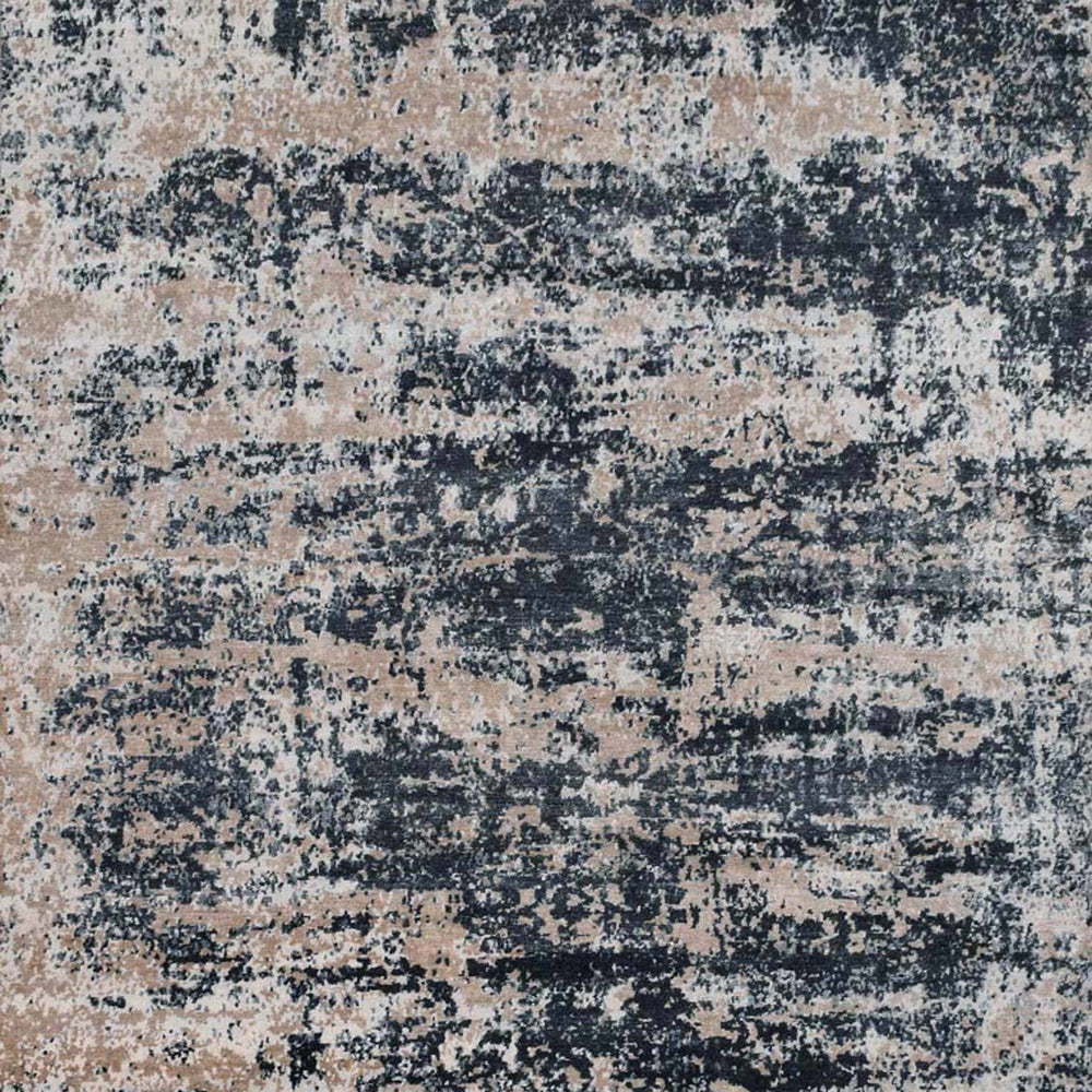 Peach and Charcoal Modern Abstract Hand Knotted Bamboo Silk 8x10 Area Rug