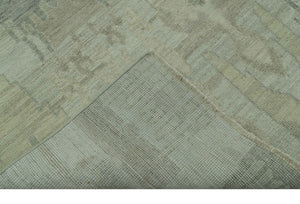 Modern Ikat Design distressed Beige And Charcoal Hand Knotted Custom Made wool rug