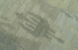 Modern Ikat Design distressed Beige And Charcoal Hand Knotted Custom Made wool rug