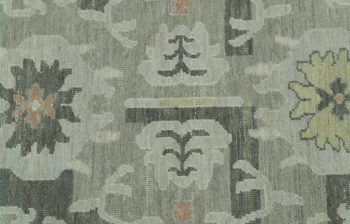 Modern Ikat Design Silver And Blue  8X10 Hand Knotted wool rug