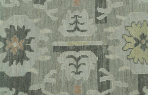 Modern Ikat Design Silver And Blue  8X10 Hand Knotted wool rug
