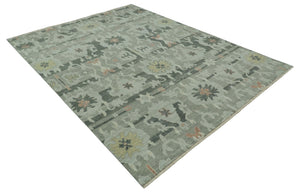 Modern Ikat Design Silver And Blue  8X10 Hand Knotted wool rug