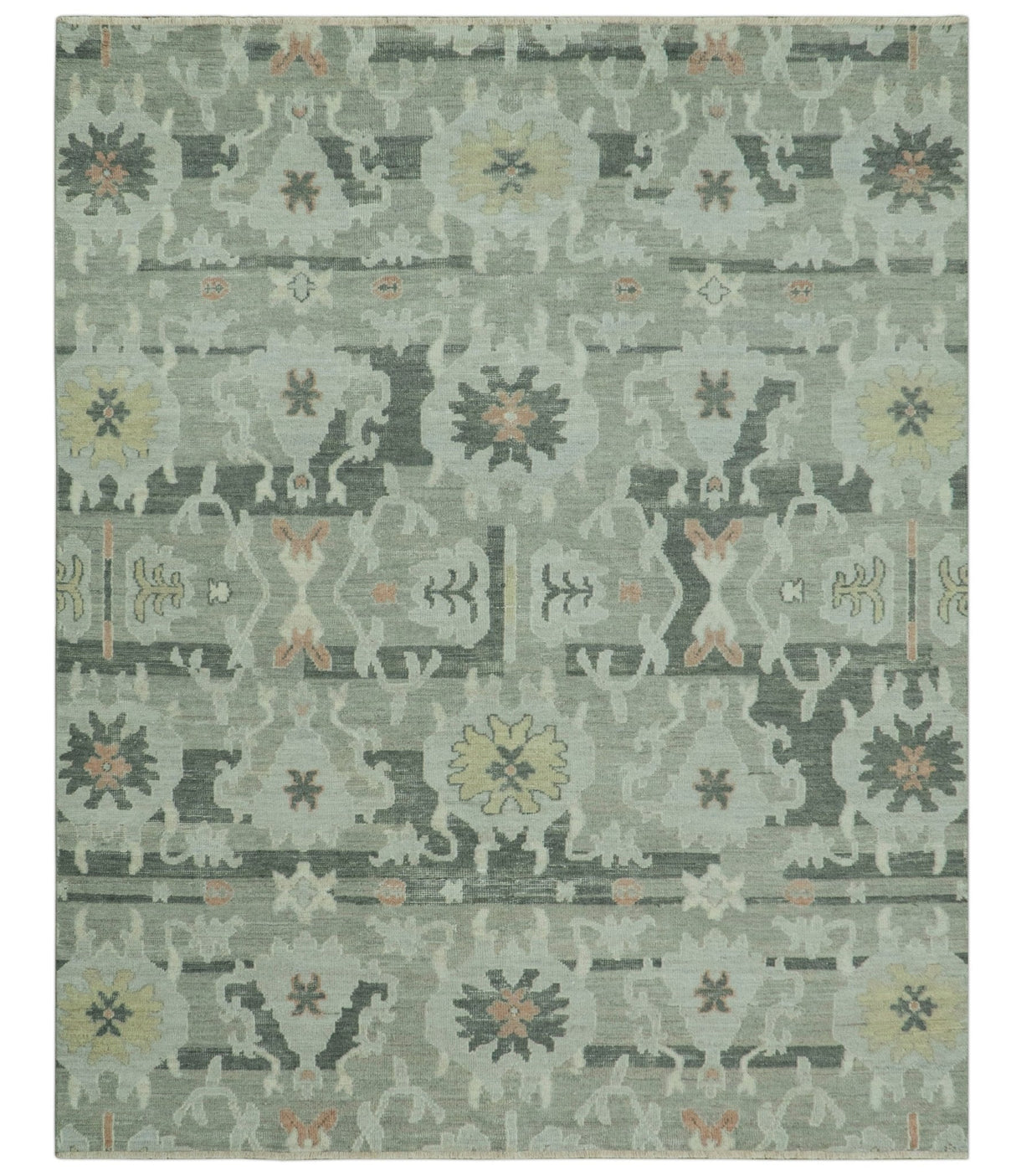 Modern Ikat Design Silver And Blue  8X10 Hand Knotted wool rug