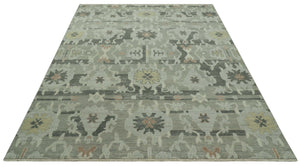 Modern Ikat Design Silver And Blue  8X10 Hand Knotted wool rug