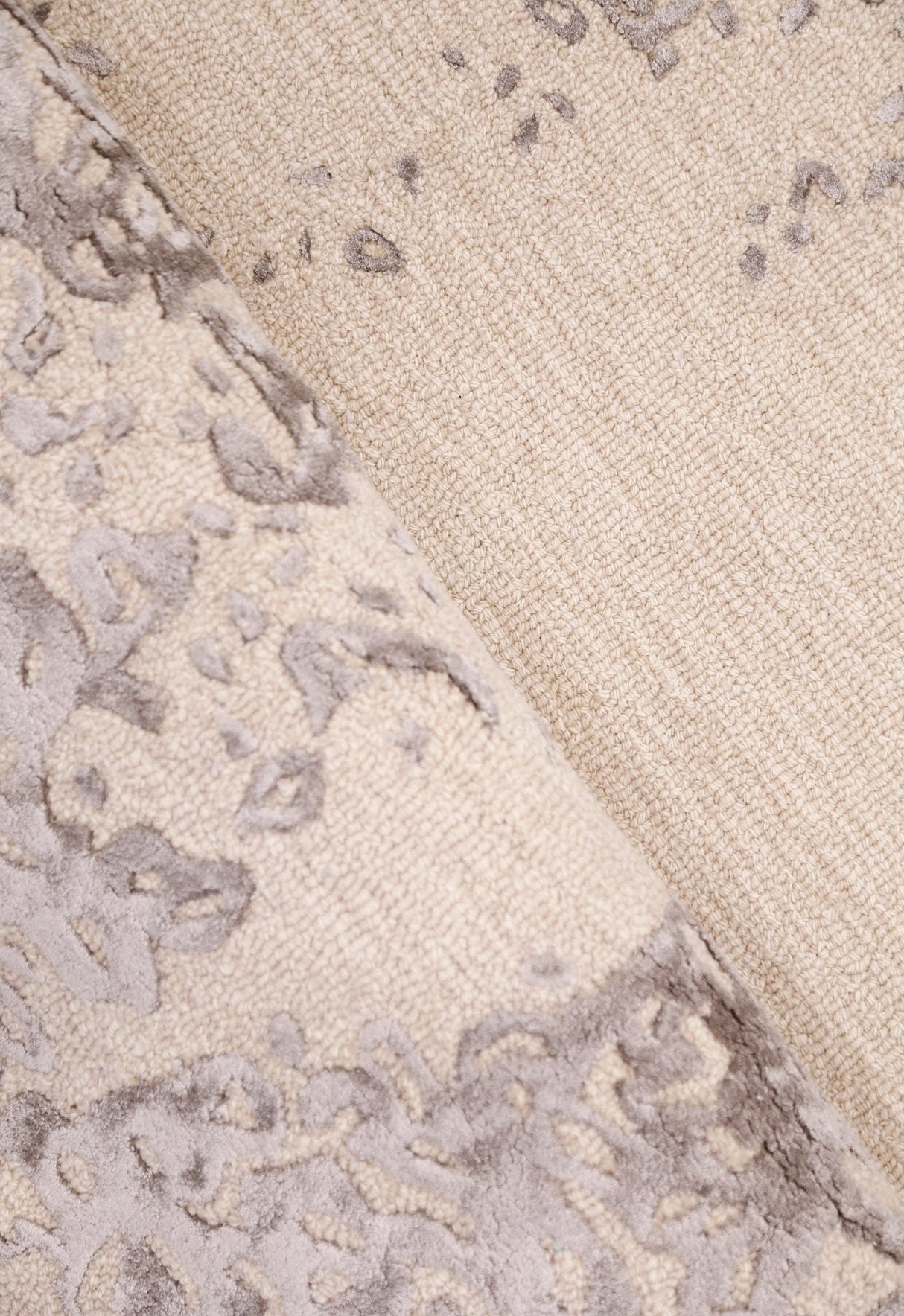 Modern Lace Border Beige Hand Tufted 5x5 Wool Area Rug