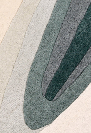 Modern Layered Pattern Green Hand Tufted 5x8 Wool Rug