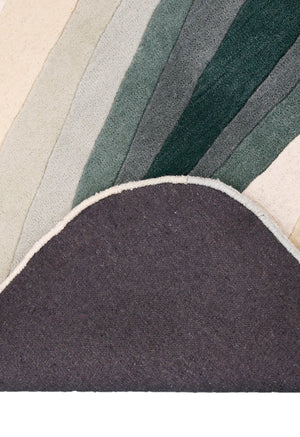 Modern Layered Pattern Green Hand Tufted 5x8 Wool Rug